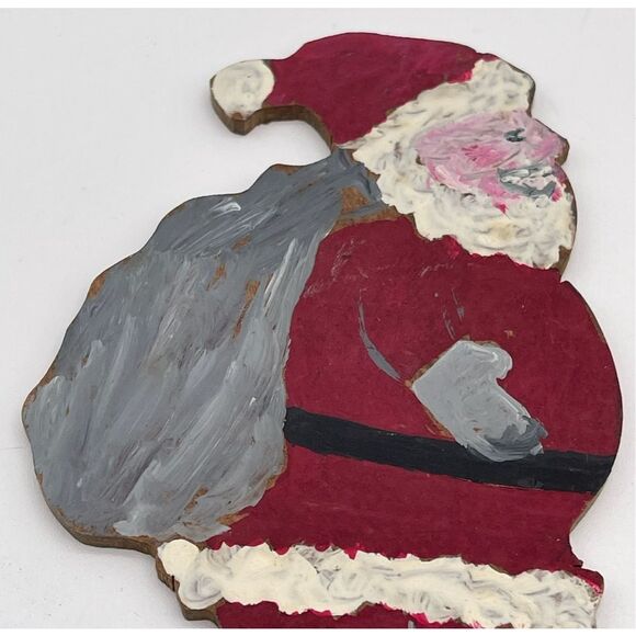 HANDMADE Santa Clause Set of 9 Christmas Decor Painted Carved Vintage Folk Art - Picture 3 of 10